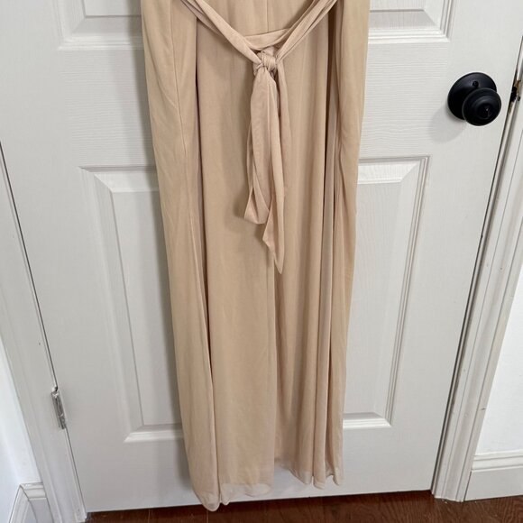 Azazie Dress Womens 6 Beige Bridesmaid Wedding C Cup Maxi Formal Elegant Neutral - Picture 8 of 16